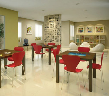 Perspectiva sala de estudos