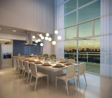 Perspectiva espaço gourmet integrado