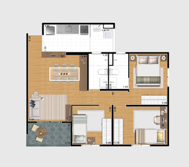 Perspectiva planta 3 dorms