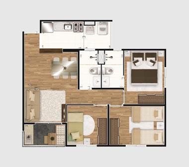Perspectiva planta 3 dorms