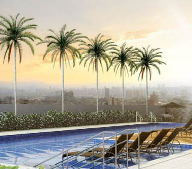 Perspectiva da piscina