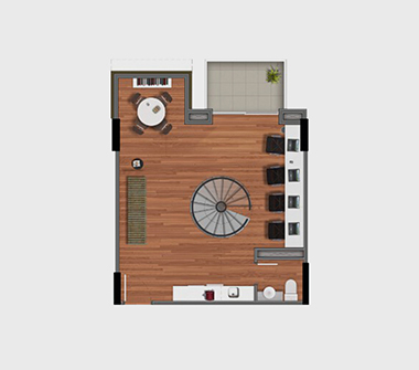 Pespectiva do Duplex 101m² inferior