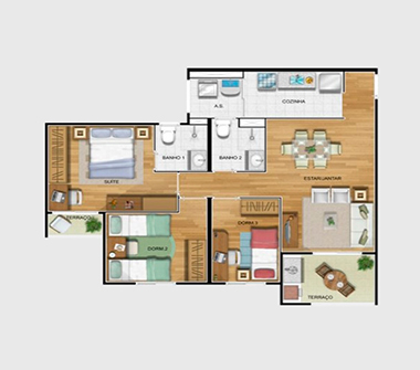 Perspectiva planta 3 dorms