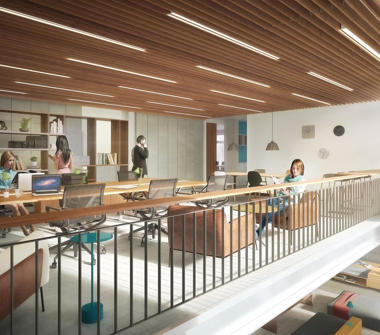 Perspectiva ilustrada do coworking