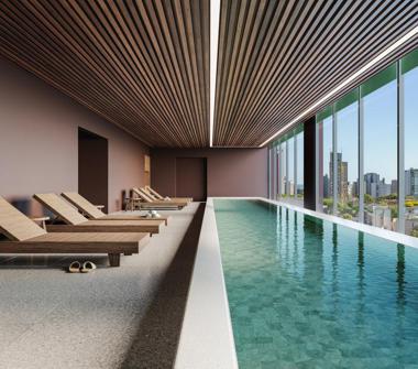 Perspectiva artística da piscina